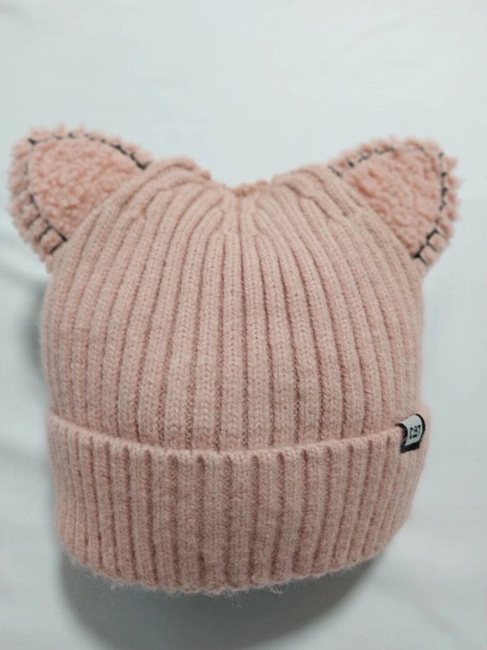 Hanyoubi Pink Cat Ear Knit Beanie Hat Cute Cozy Winter One Size